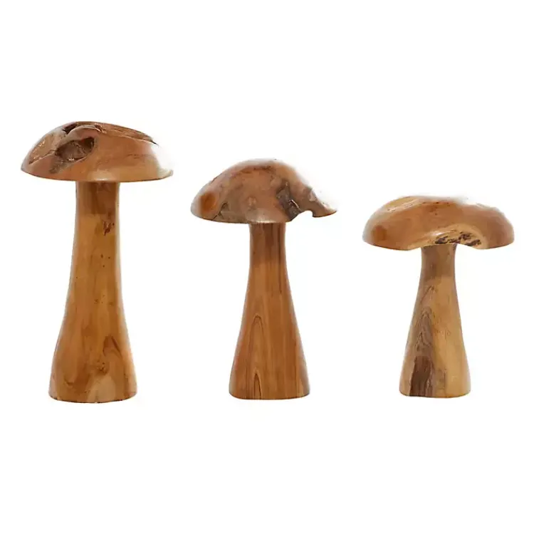 Statues & Figurines>Kirklands Home Teakwood Mushroom 3-pc. Sculpture Set Brown