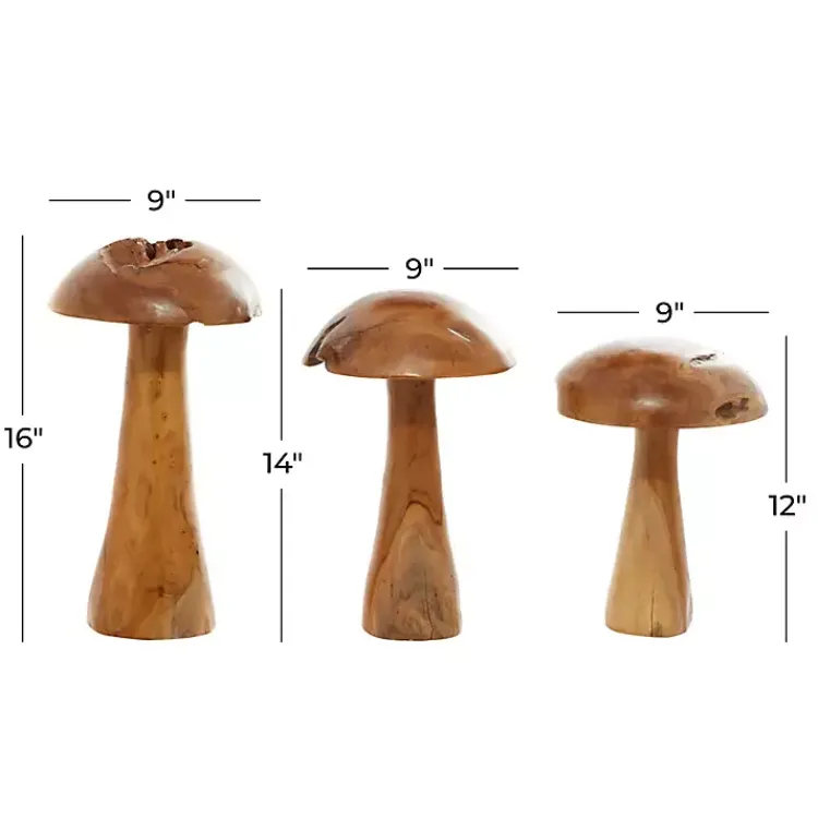 Statues & Figurines>Kirklands Home Teakwood Mushroom 3-pc. Sculpture Set Brown