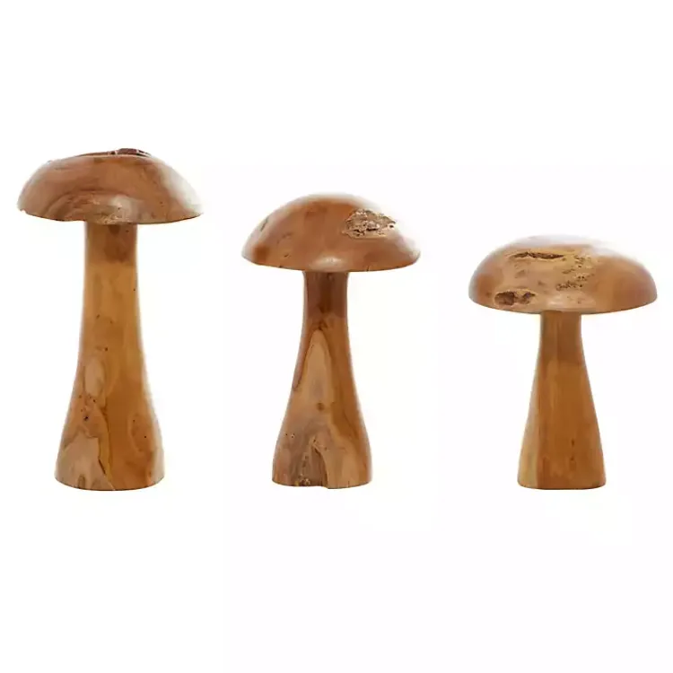 Statues & Figurines>Kirklands Home Teakwood Mushroom 3-pc. Sculpture Set Brown