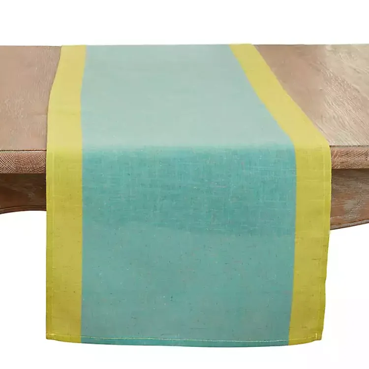 Kirklands Home Teal and Mustard Colorblock Table Runner Online