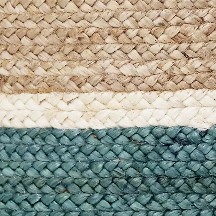 Baskets & Boxes>Kirklands Home Teal Off White Woven Basket with Tassel, 17 in.