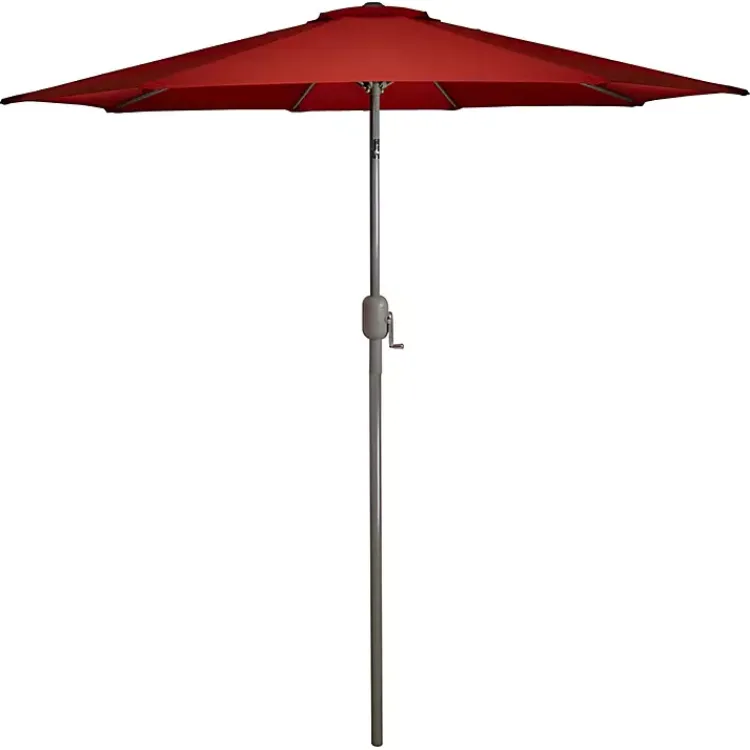 Kirklands Home Terracotta 8 ft. Hand Crank Tilt Umbrella Red New