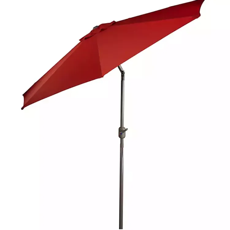 Kirklands Home Terracotta 8 ft. Hand Crank Tilt Umbrella Red New