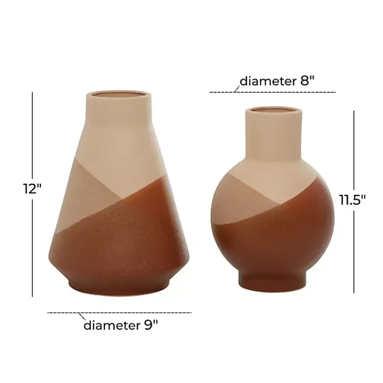 Vases>Kirklands Home Terracotta Modern Ceramic Vases, Set of 2