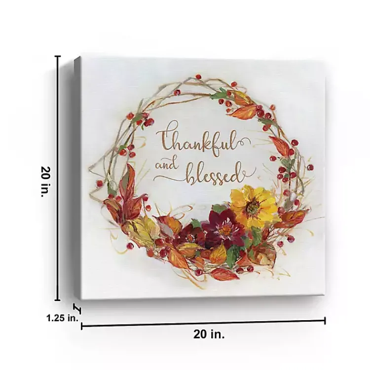 Fall>Kirklands Home Thankful & Blessed Harvest Wreath Print, 20x20