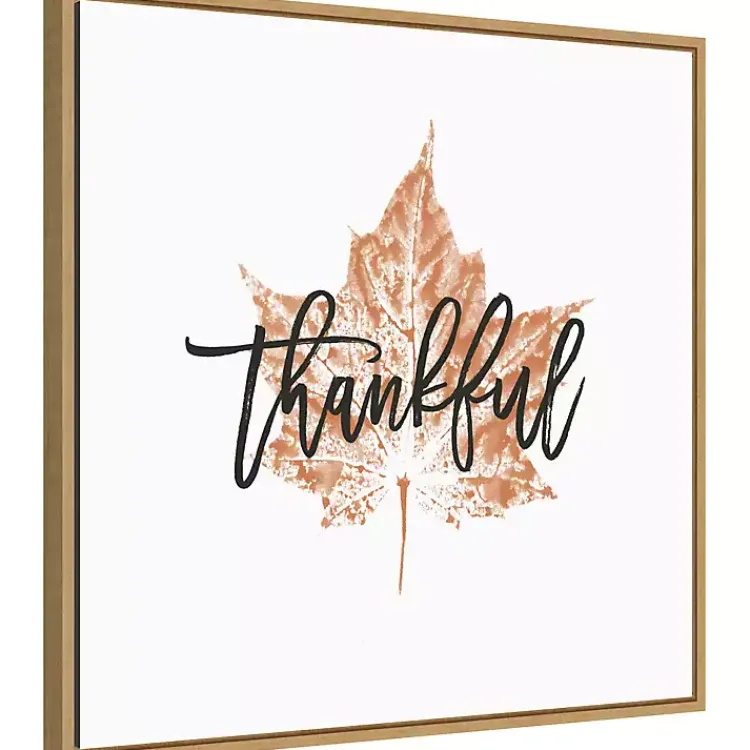 Fall>Kirklands Home Thankful Leaf Stamp Framed Canvas Art Print