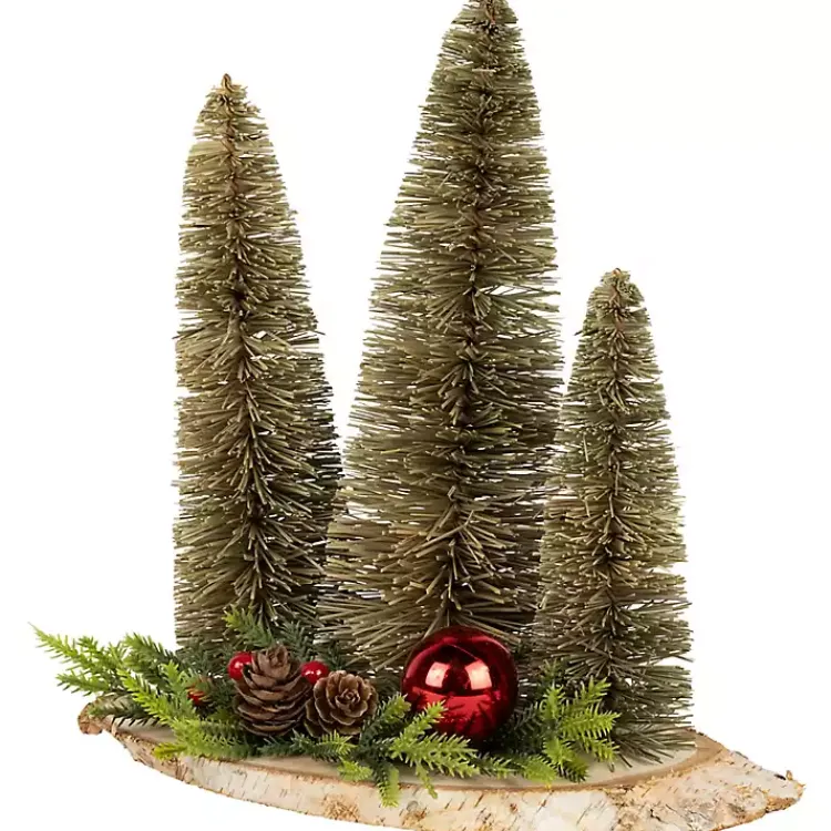 Christmas Decorations>Kirklands Home Trio of Bottle Brush Trees Christmas Decoration Green