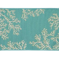 Kirklands Home Turquoise Coral Indoor/Outdoor Rug, 2x3 Clearance