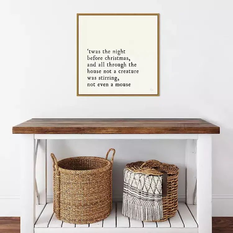 Christmas Art & Wall Decor>Kirklands Home Twas the Night Gold Framed Canvas Art Print White