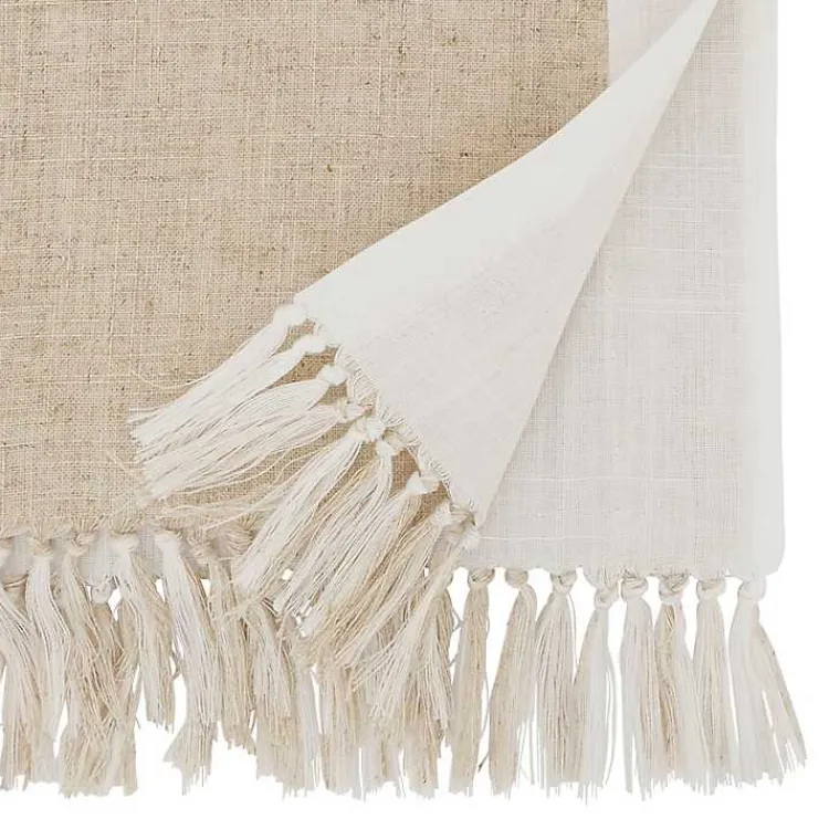 Kirklands Home Two Tone Tan and White Table Runner, 72 in. Clearance
