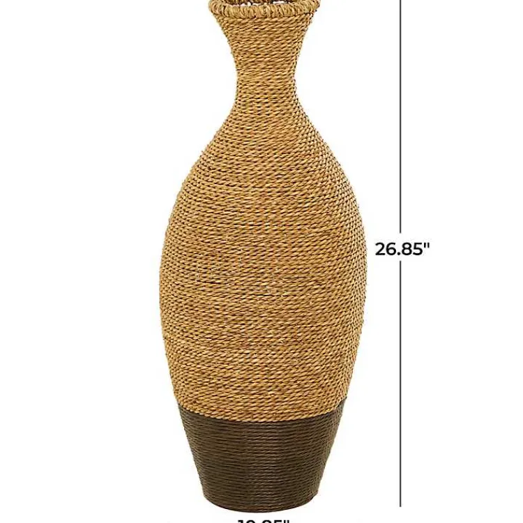 Vases>Kirklands Home Two-Toned Natural Seagrass Floor Vase, 27 in.