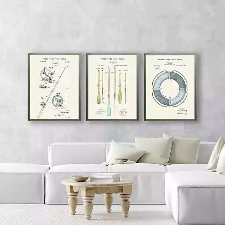 Kirklands Home Vintage Fishing Reel Patent Framed Art Print Best