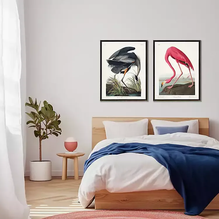 Kirklands Home Vintage Flamingo Bookplate Framed Art Print New