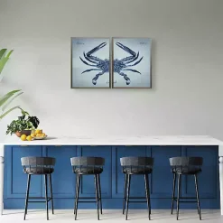 Kirklands Home Vintage Split Crab Framed Art Prints, Set of 2 Blue Hot