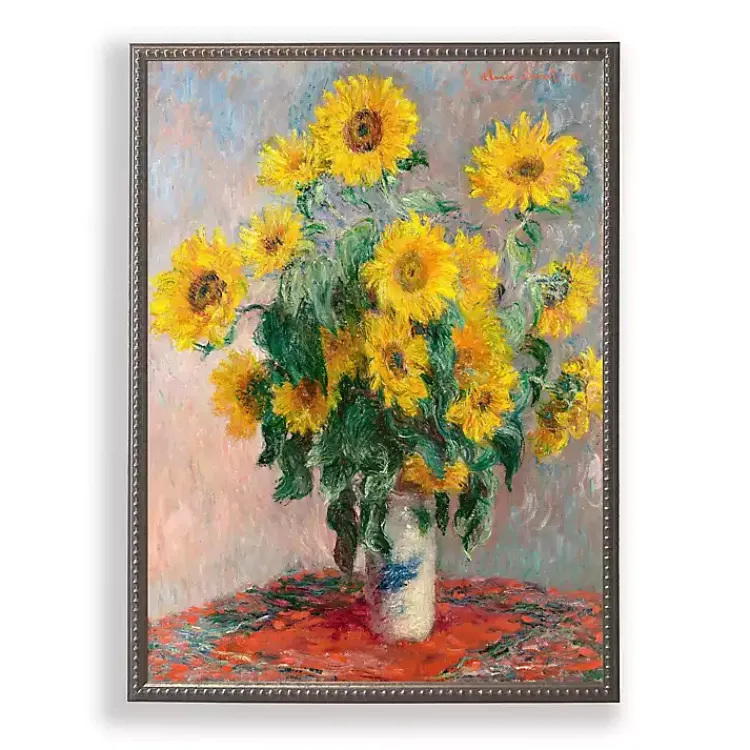 Kirklands Home Vintage Sunflowers Beaded Framed Art Print New