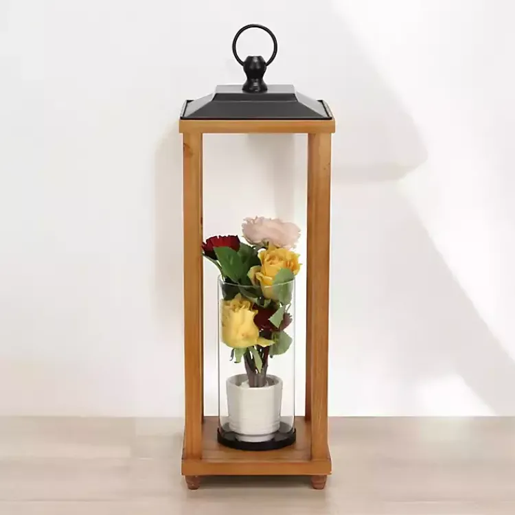 Lanterns>Kirklands Home Vivora Wooden Open Lantern, 24 in.