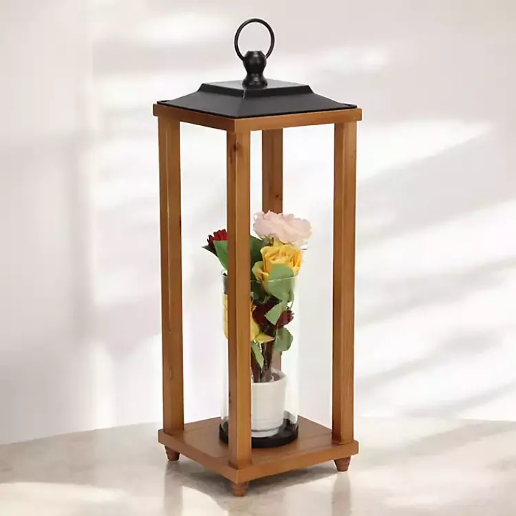 Lanterns>Kirklands Home Vivora Wooden Open Lantern, 24 in.