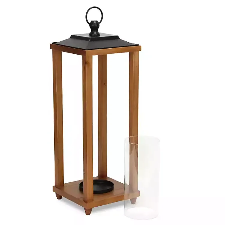 Lanterns>Kirklands Home Vivora Wooden Open Lantern, 24 in.