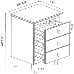Kirklands Home Walnut 3-Drawer Wood Nightstand Brown Clearance