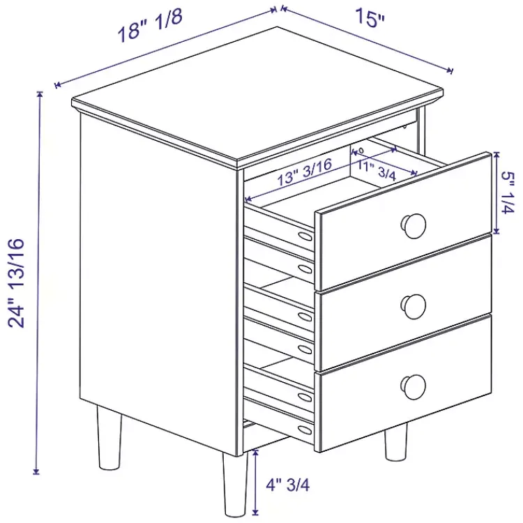 Kirklands Home Walnut 3-Drawer Wood Nightstand Brown Clearance