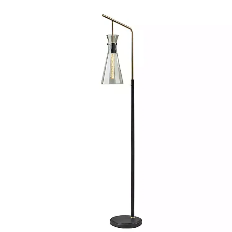 Kirklands Home Walter Smoked Glass Floor Lamp Gray Clearance