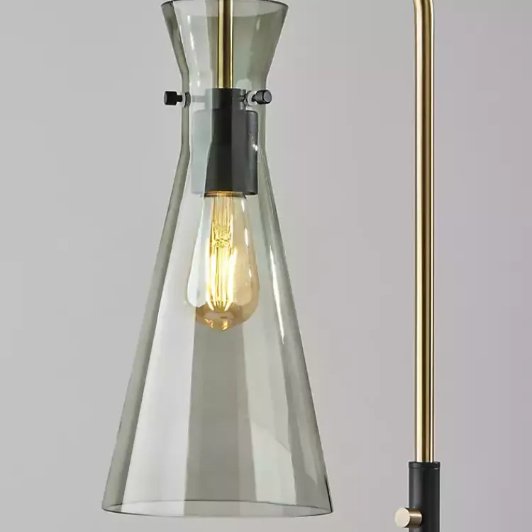 Kirklands Home Walter Smoked Glass Floor Lamp Gray Clearance