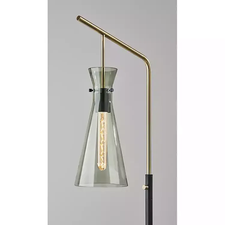 Kirklands Home Walter Smoked Glass Floor Lamp Gray Clearance