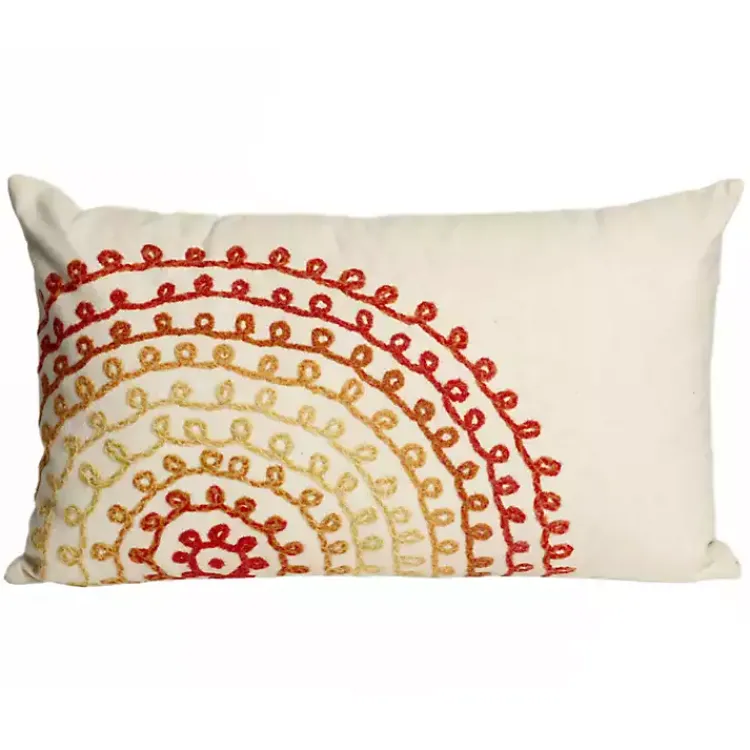 Kirklands Home Warm Lamontage Swirl Outdoor Lumbar Pillow Ivory Clearance