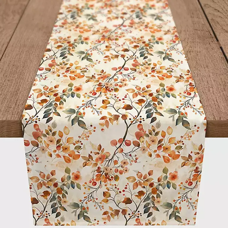 Fall>Kirklands Home Watercolor Autumn Botanicals Table Runner, 72 in.