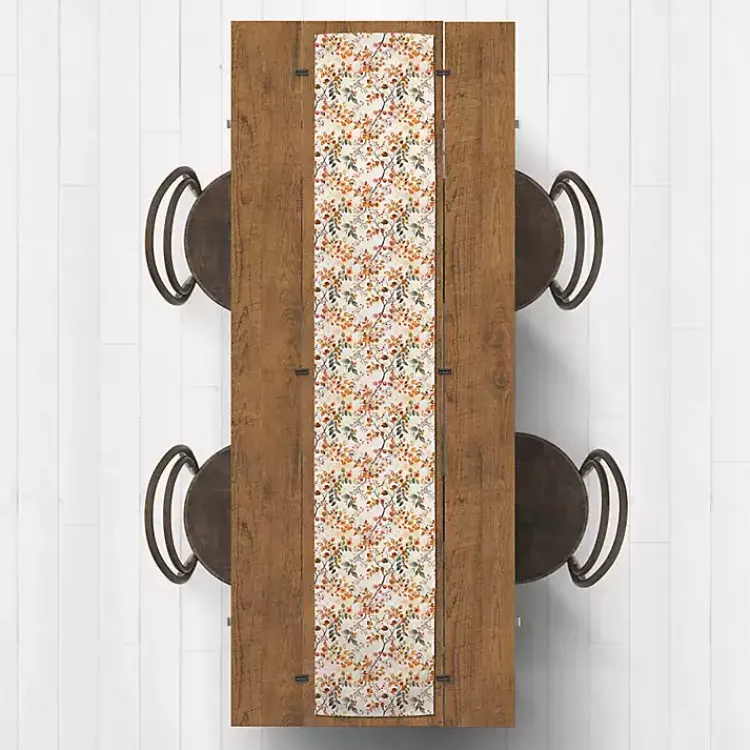 Fall>Kirklands Home Watercolor Autumn Botanicals Table Runner, 90 in.