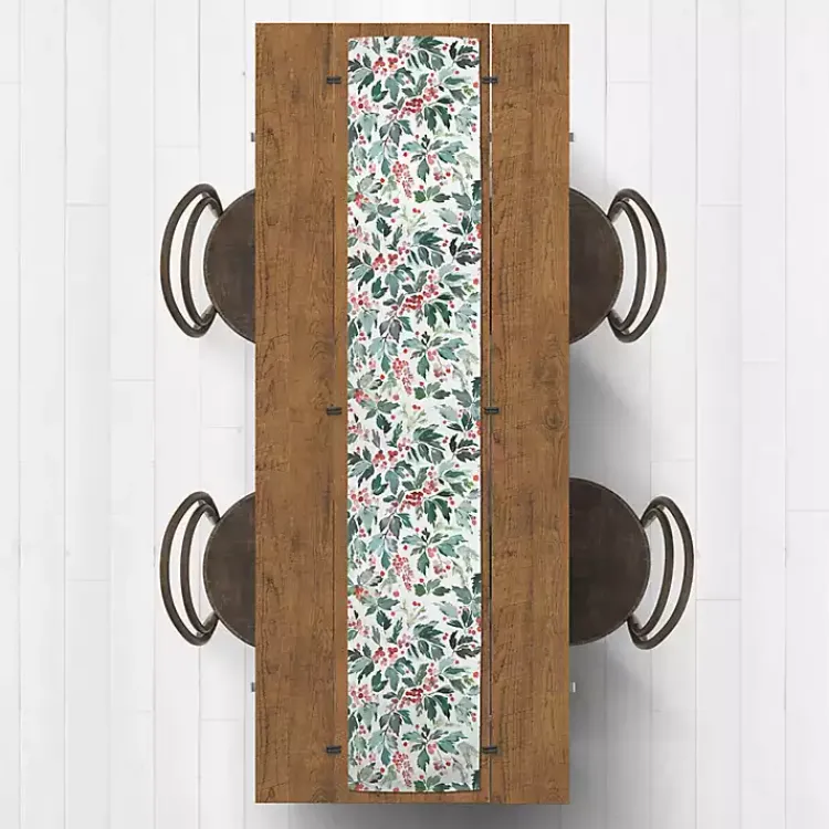 Christmas Dining & Entertaining>Kirklands Home Watercolor Holly Table Runner, 72 in.