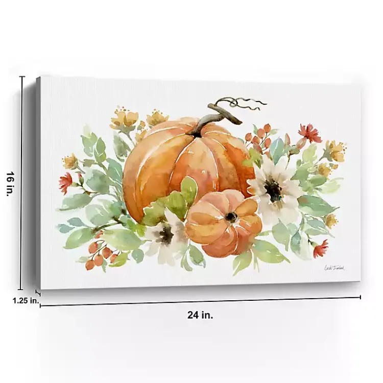 Fall>Kirklands Home Watercolor Pumpkins Canvas Art Print, 24x16 in.