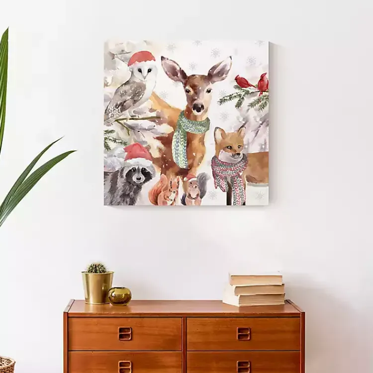 Christmas Art & Wall Decor>Kirklands Home Watercolor Woodland Creatures Canvas Art Print Multi