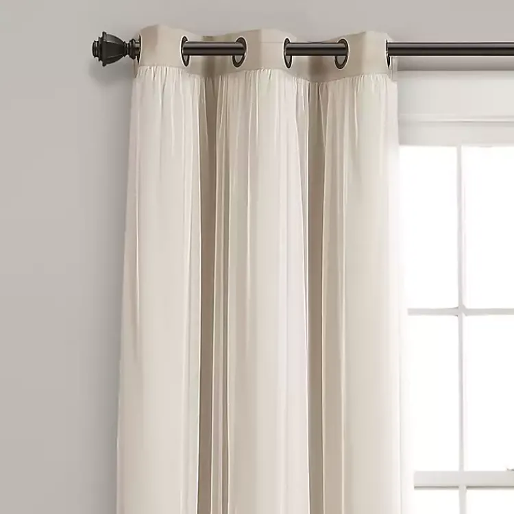 Kirklands Home Wheat Curtain Panel Set with Overlay, 108 in. Ivory Best