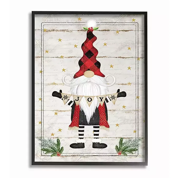 Christmas Art & Wall Decor>Kirklands Home Whimsical Gnome Winter Joy Framed Canvas Art Print