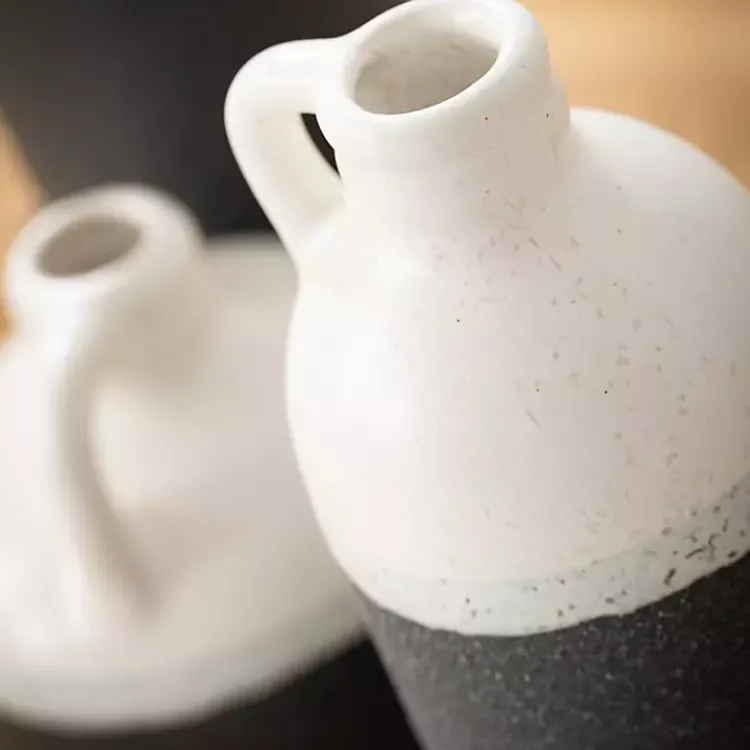 Vases>Kirklands Home White and Black Two-Toned Ceramic Vases, Set of 3