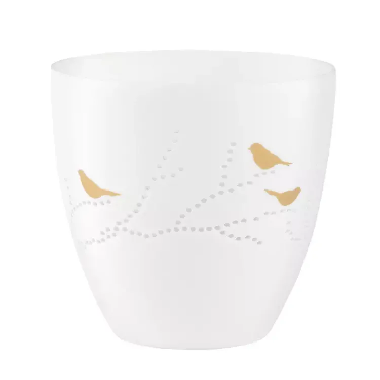 Candle Holders>Kirklands Home White and Gold Bird Medium Tealight Candle Holder