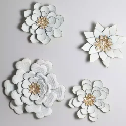 Kirklands Home and Gold Metal Flower Large Wall Plaque White Clearance