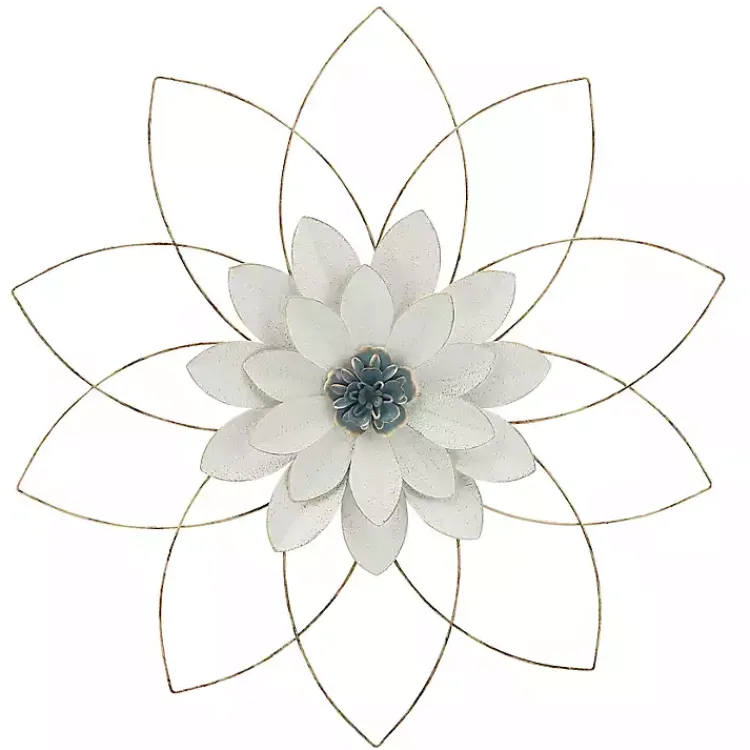 Kirklands Home White and Gold Metal Flower Wall Plaque Discount