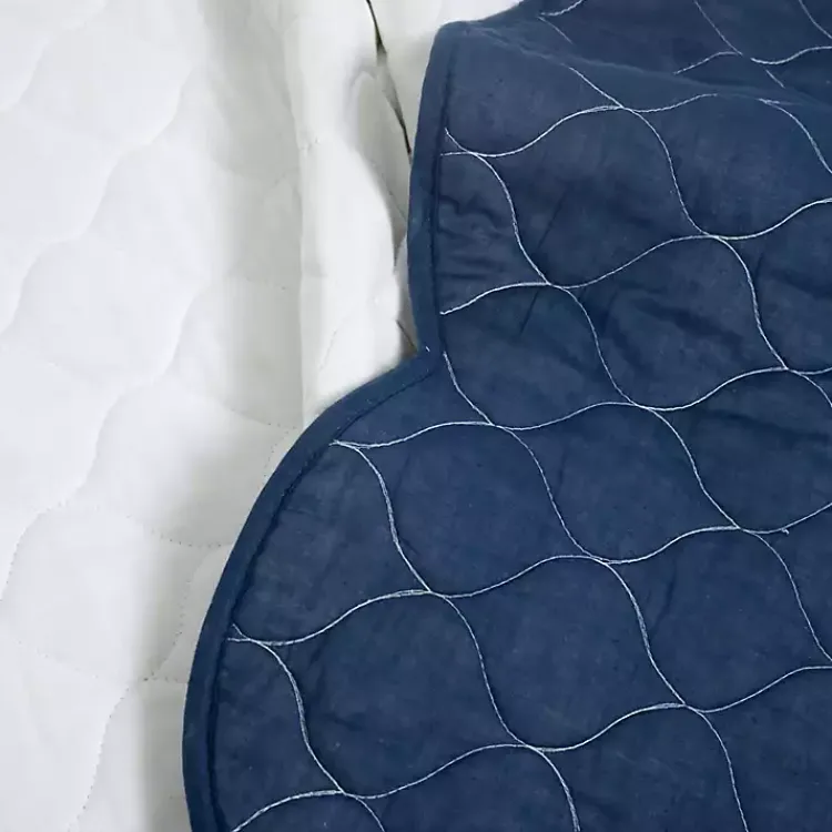 Kirklands Home White and Navy Scallop 3-pc. Full/Queen Quilt Set Hot