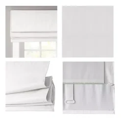 Kirklands Home Basketweave Cordless Roman Shade, 33 in. White Outlet