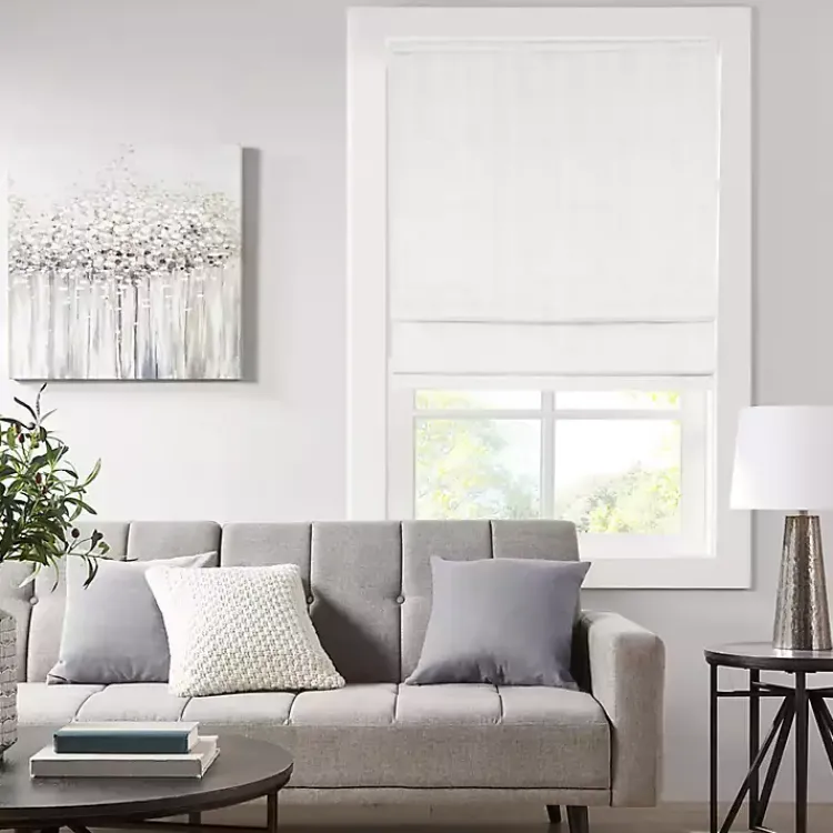 Kirklands Home Basketweave Cordless Roman Shade, 35 in. White Best