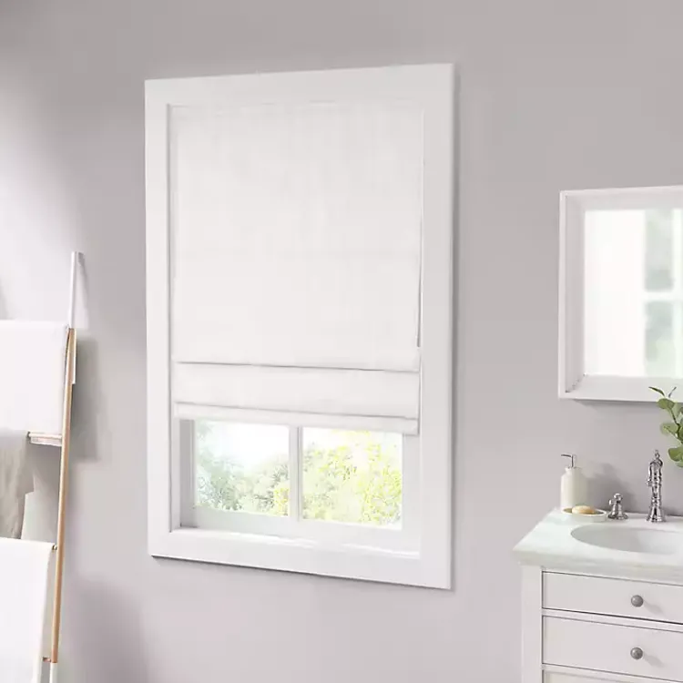Kirklands Home Basketweave Cordless Roman Shade, 35 in. White Best