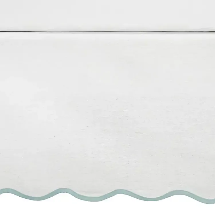 Kirklands Home White Blue Scalloped Coastal King Bed Skirt Best