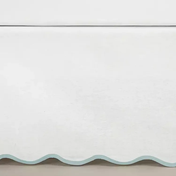 Kirklands Home White Blue Scalloped Coastal King Bed Skirt Best