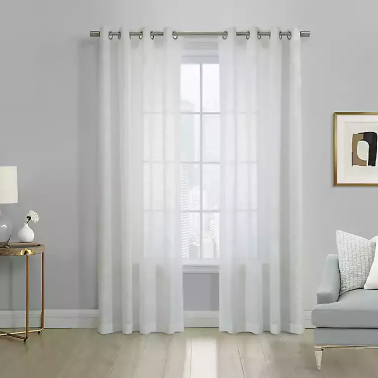 Kirklands Home Boucle Sheer Single Curtain Panel, 63 in. White Clearance