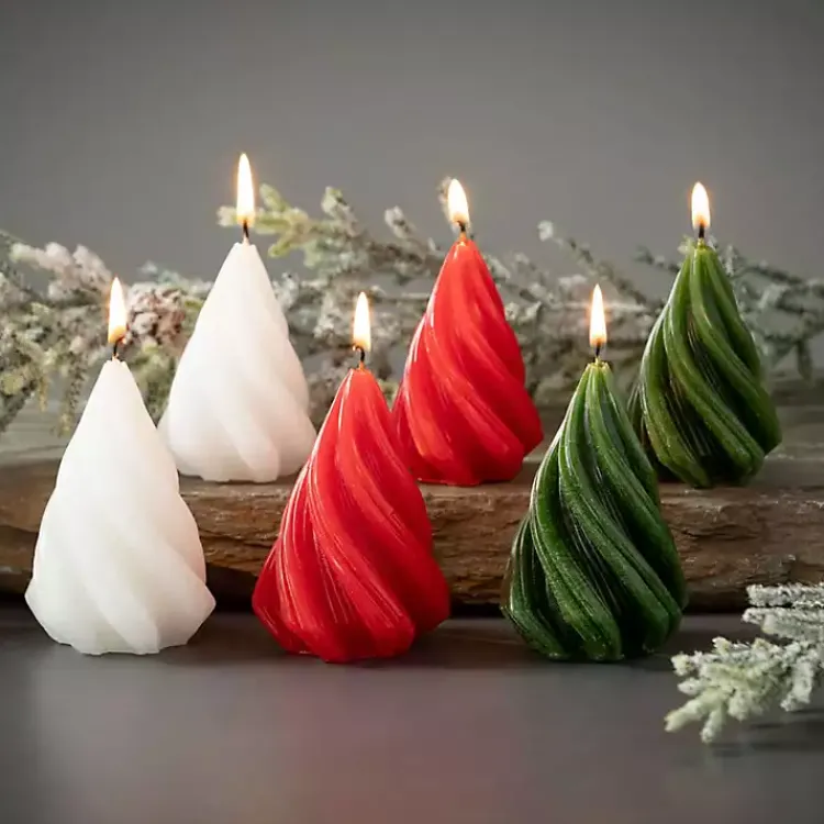 Candles>Kirklands Home Christmas Tree Kitira Candles, Set of 2 White