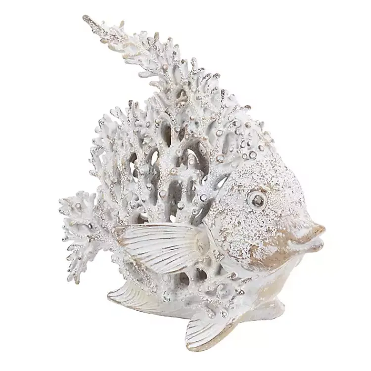 Statues & Figurines>Kirklands Home Coral Angelfish Figurine White