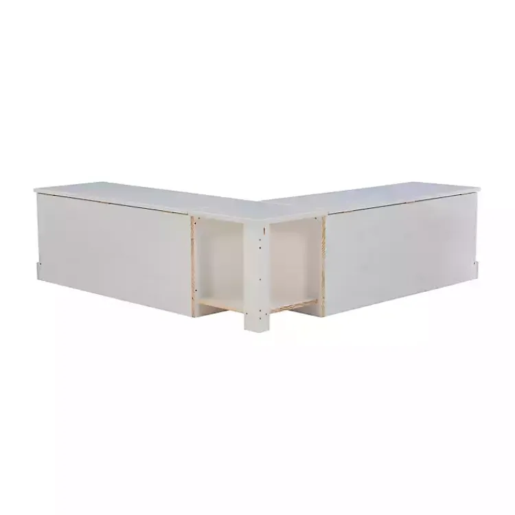 Kirklands Home White Corner Bench with Black Cushions Sale