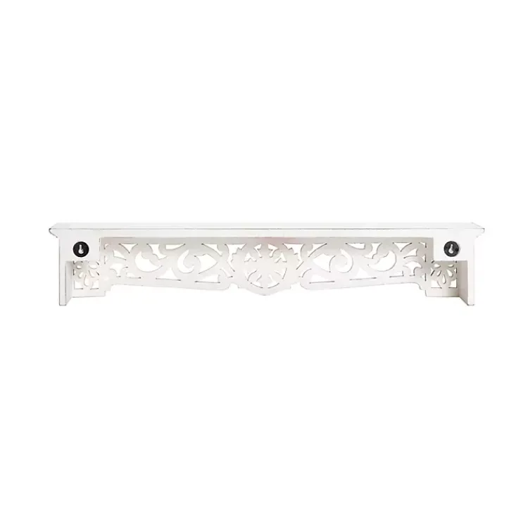 Kirklands Home White Distressed Wood Carved Floral Shelf Best